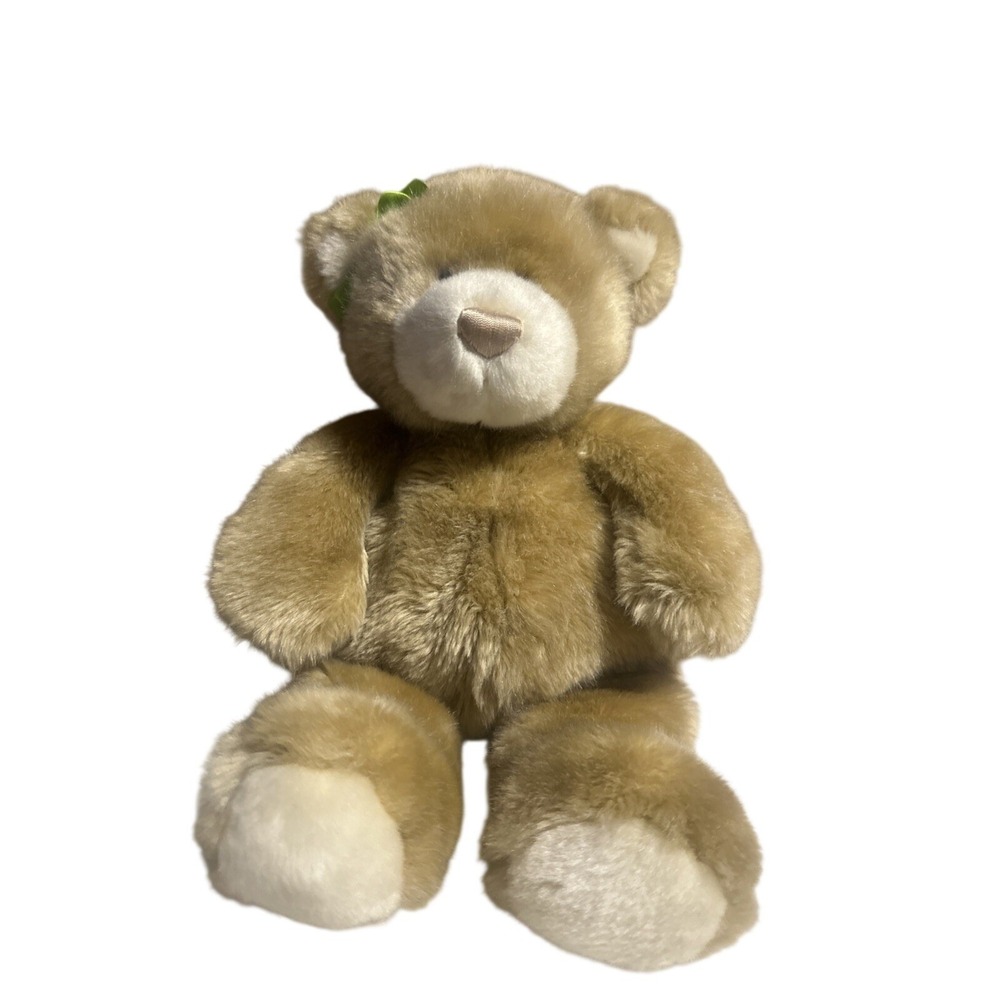 Brooks Brothers Gund Tan Teddy Bear Plush Stuffed Animal Green Bow PA-13056